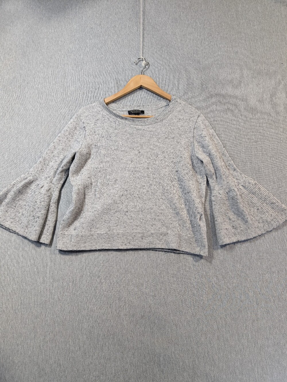 Banana Republic Knit Merino Wool Sweater Women's XL Grey Bell Sleeves